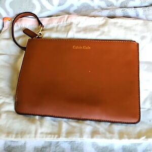 Calvin klein brown large wristlet